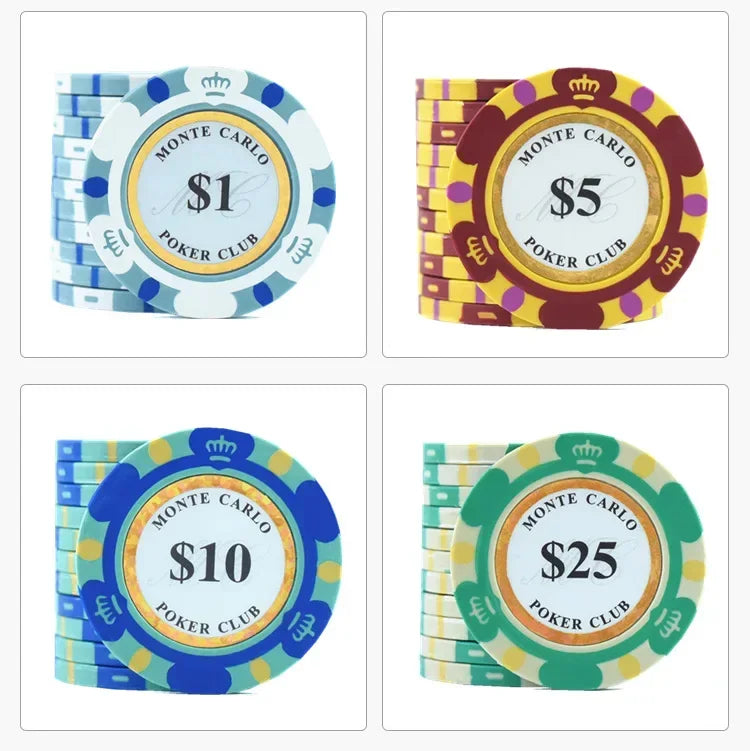 Monte Dollar Carlo Coins 10pcs Golden Clay Poker Chips Casino Coins 14gram Clay Coin Poker Chips Entertainment