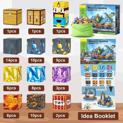 Magnetische Bausteine ​​Mine World Magnetwürfel-Set für Jungen und Mädchen, Kinder ab 3 Jahren, DIY-Modell, Kinder, STEM, sensorisches Spielzeug, Geschenk 