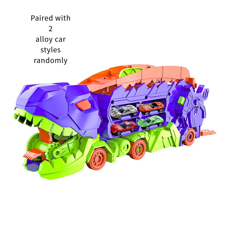 New product folding dinosaur Transporter Car Toys competitive game roll to eat & store die-cast cars£¨Come with2 Metal Cars£©