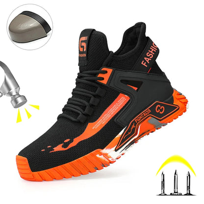 Steel Toe Anti-smash  Anti-Puncture Safety Shoes Men Lightweight Slip Resistant Work Shoes Comfortable Breathable Work Boots Men