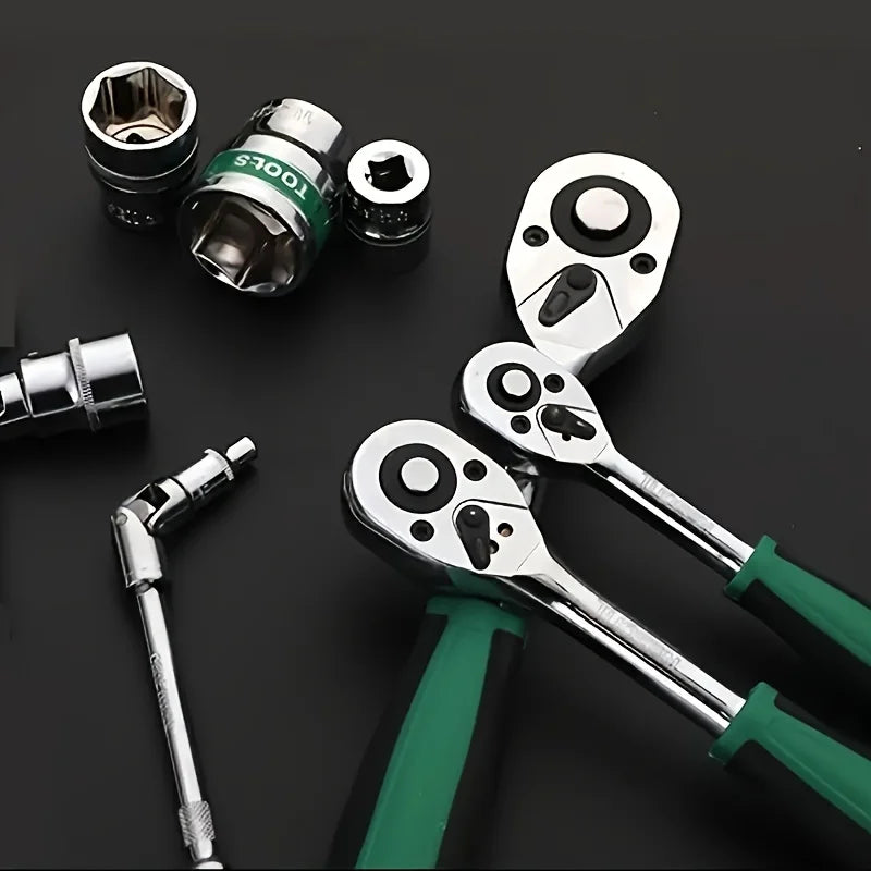 72Drive Socket Set 1/4"-3/8"-1/2", Ratchet Wrench Sockets Compact Sockets for Car Repair Mechanic Tool for Auto Repair