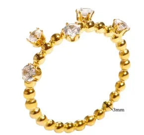 Shiny Crystal High End Non Tarnish Fashion Geometric Open Gold Plated Stainless Steel Rings for Women Wedding Ring Jewelry Gifts