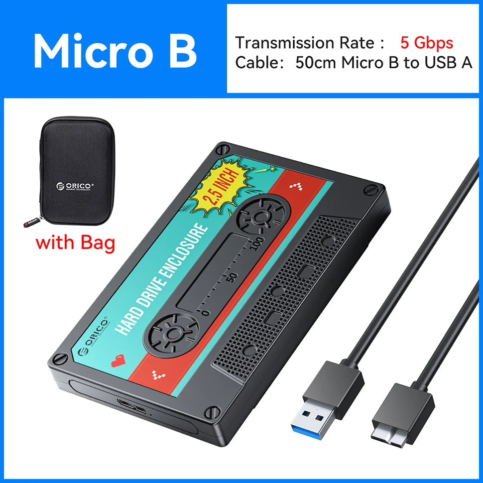 ORICO 2.5'' inch Hard Drive Enclosure USB C SATA III Classic SSD HDD External Case 6Gbps HD Storage Box Shockproof For PC Laptop