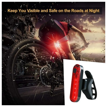 USB Rechargeable LED Bike Tail Light Bright Bicycle Rear Cycling Safety Flashlight 4 Light Mode Options for Road Mountain
