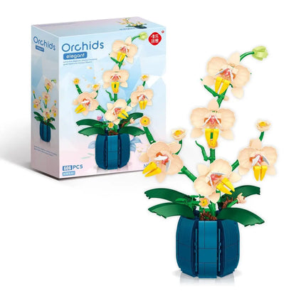 Orchideen-Bausteine, Blumen, Wohnaccessoire für Erwachsene, Botanische Sammlung, Geschenkidee zum Valentinstag (606 Teile) 
