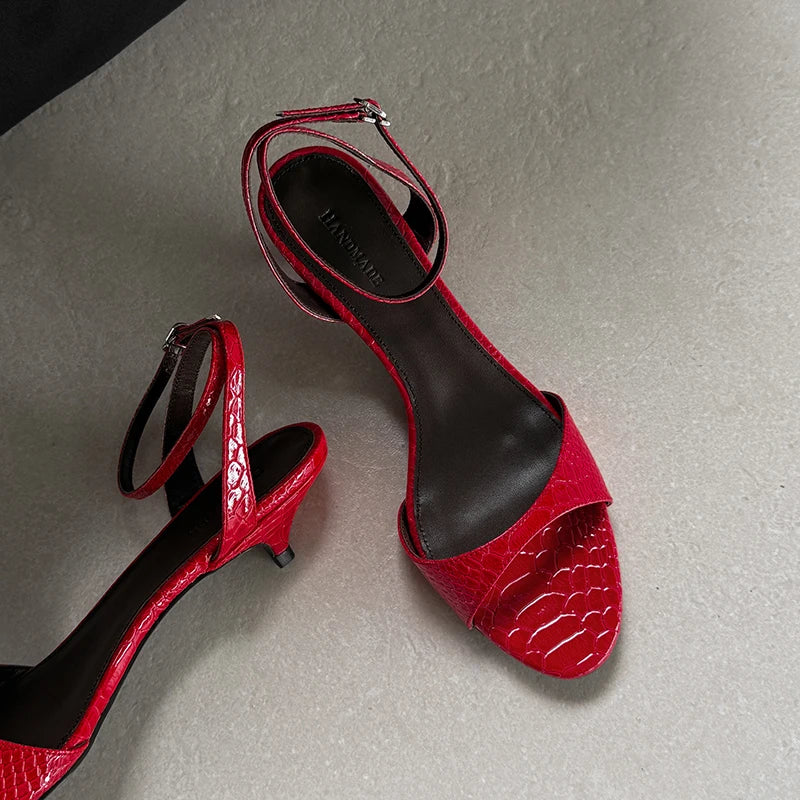 QUTAA 2025 Sexy Slingbacks Women High Heels Sandals Open Toe Pumps Shoes Party Genuine Leather Wedding Shoes Office Size 34-43