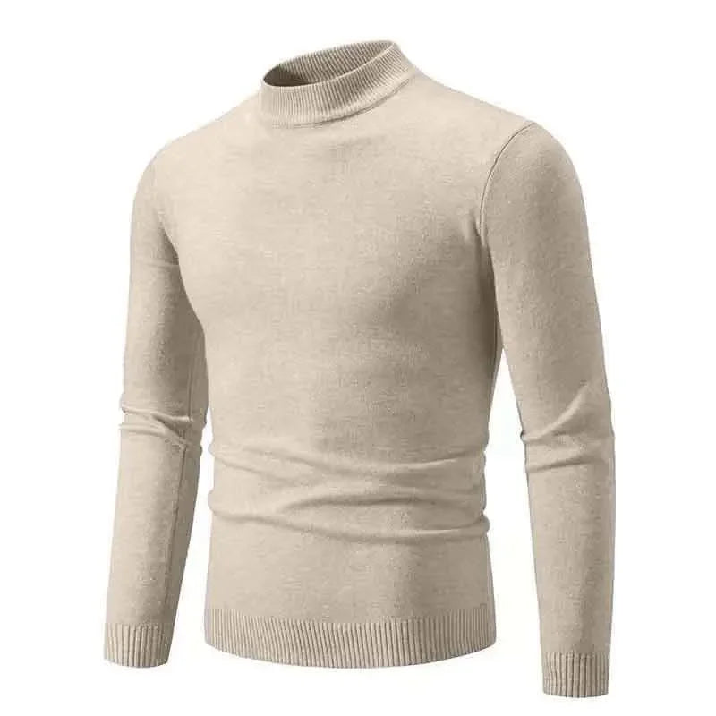Half Turtleneck Knitwear Sweater New Autumn/Winter Mock Neck Sweatshirts Solid Color Pullovers Man Brand Casual Mens Clothing