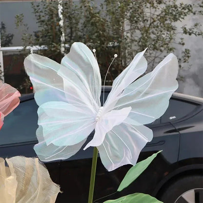 50 cm large 3D simulation butterfly, wedding festival decoration, large hanging hollow tulle fake butterfly