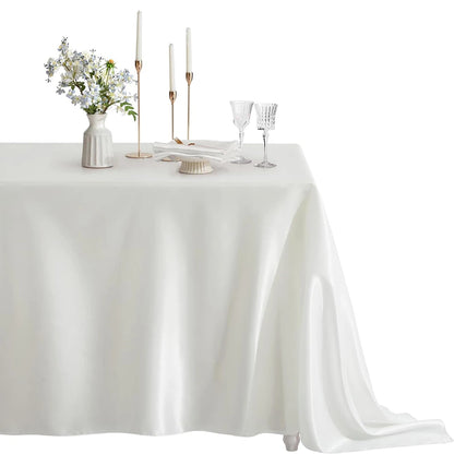 Rectangle Satin Tablecloth Wedding Table Cloth White Black for party Birthday Events Banquet Decor Home Dinner Tablecloths