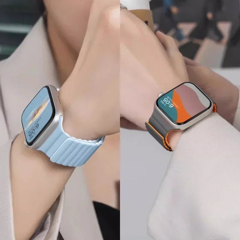 Magnetic Strap For Apple Watch Bands 46mm 42mm 49mm 45mm 44mm 41mm Silicone Sport Bracelet iWatch Series ultra 10 9 8 7 6 5 SE