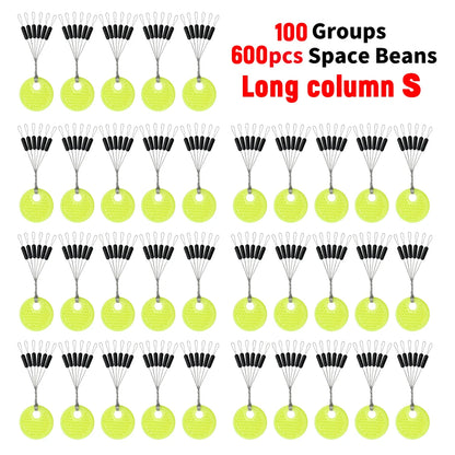 60pcs 10/20 Group Set Rubber Silicon Space Bean Sea Carp Fly Fishing Black Rubber Oval Stopper Fishing Float Fishing Bobber Part