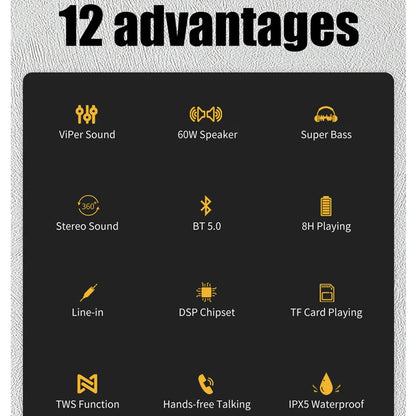 60W Xdobo X8II Bluetooth Speaker TWS Wireless Portable Subwoofer Waterproof 6600mAh Powerful Bass AUX FM Outdoor Fun Camping