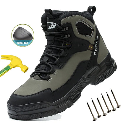 Man Safety Shoes Puncture-Proof Work Sneaker Waterproof Work Shoes Steel Toe Shoes Safety Boots Indestructible Shoes Lightweight