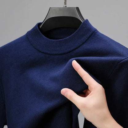Half Turtleneck Knitwear Sweater New Autumn/Winter Mock Neck Sweatshirts Solid Color Pullovers Man Brand Casual Mens Clothing