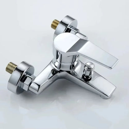 Zinc Alloy Basin Faucets Chrome Wall Mounted Hot Cold Water Dual Spout Mixer Tap For Bathroom Splitter Bath Shower Basin