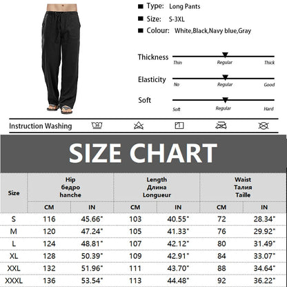 Men's Pants Summer Solid Color Breathable Casual Long Pants Loose Lightweight Trousers Male Large Size Streetwear Trousers