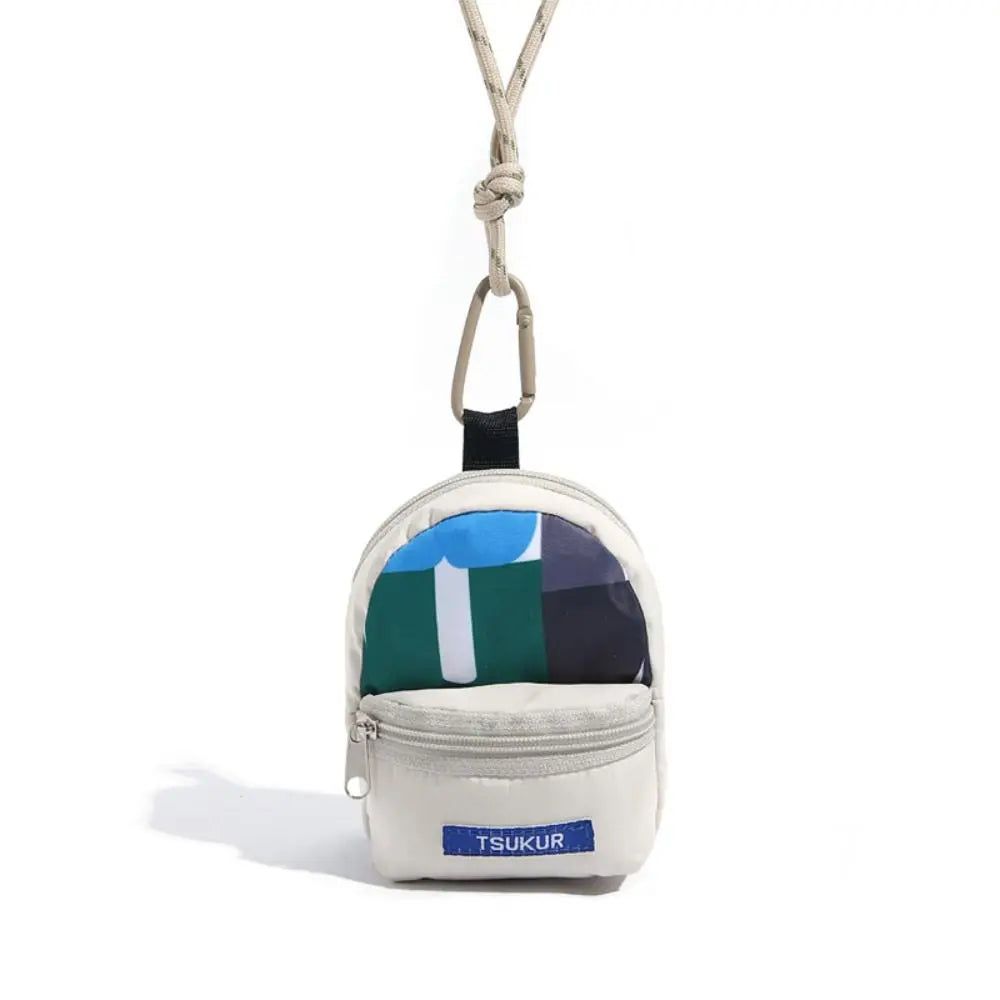 Neck Hanging Coin Purse New Polyester Earphone Storage Bag Mini Wallet Anti-theft Contrasting Color Small Key Bag