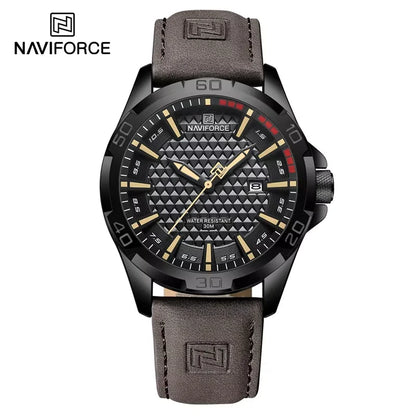 NAVIFORCE Brand Men Fashion Quartz Watches Male Leather Strap Sport Waterproof Wristwatches CalendarClock Relogio Masculino