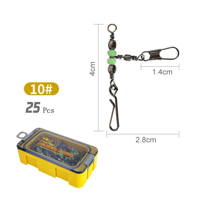 8 # 10 # Luyamu Shrimp Fishing Group Luminous Ball Bearing Rolling and Rotating Solid Ring Buckle Set Pin Set Fishing Connector