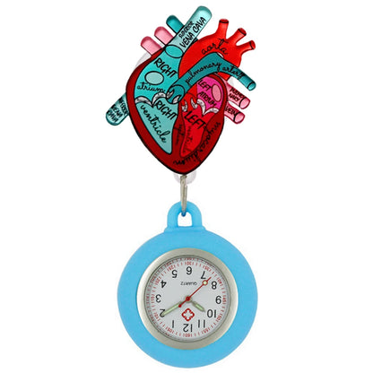 Heart Shape Icons Retractable Nurse Doctor Shiny Badge Reel Clip Pocket Watches Hospital Medical Working Office Hang Clock