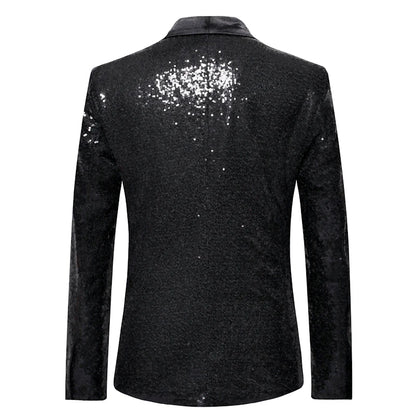 Shiny Gold Men Sequin Glitter Embellished Blazer Jacket, Nightclub Prom Suit Coats Mens Costume Homme Stage Clothes For singers