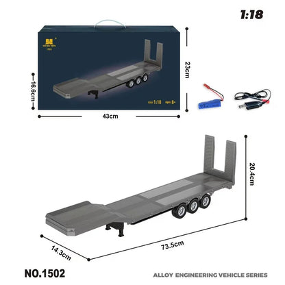 HUINA 1/18 19CH RC Truck 1501 770S Scania Alloy Tractor 2.4G Remote Control Engineering Trailer Truck with Light and Sound Toys