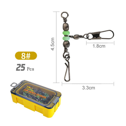 8 # 10 # Luyamu Shrimp Fishing Group Luminous Ball Bearing Rolling and Rotating Solid Ring Buckle Set Pin Set Fishing Connector