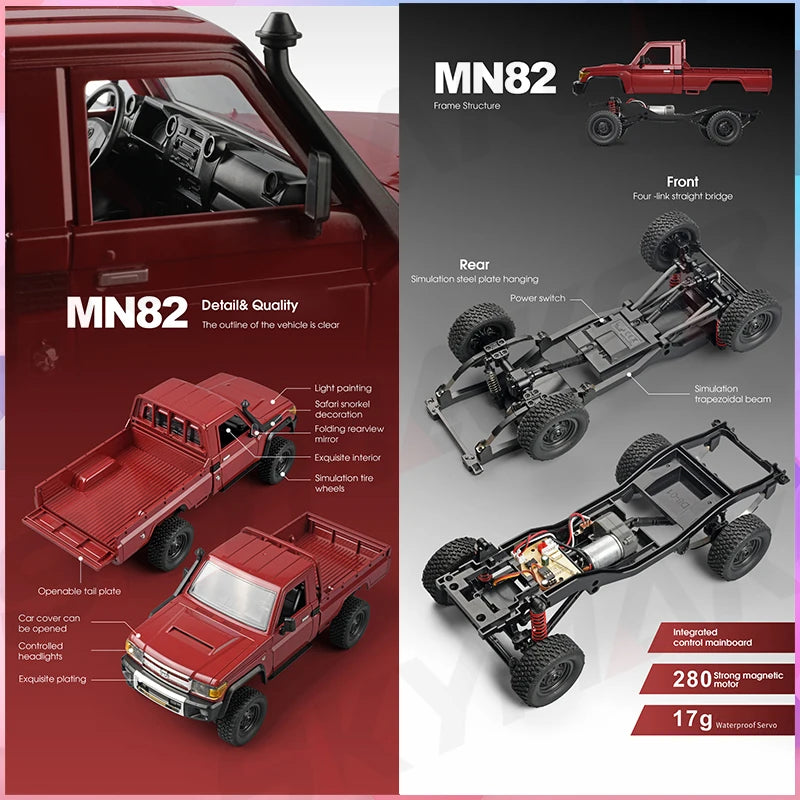 1:12 Rc Car Skymaker Mn Model Mn82 Retro Full-scale Simulation LC79 RTR 2.4g 4WD 280 Motor Remote Control RC Truck Model Car Toy