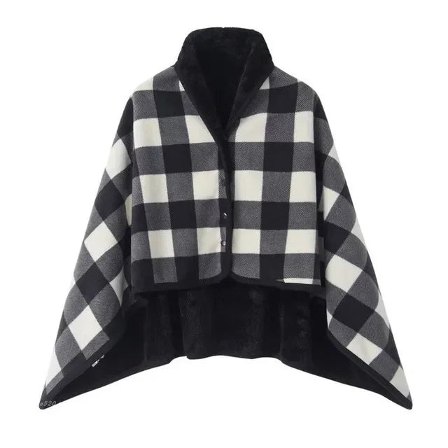Thick Plaid Blanket Warm Winter Wearable Blanket Adults Office Travel Soft Fleece Throw Blankets With Button Home Shawl