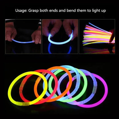50/100pcs Light Glow Stick Party Supply Necklace Bracelets Wedding Bar Light Stick for Festive Concert Party Logo Printing