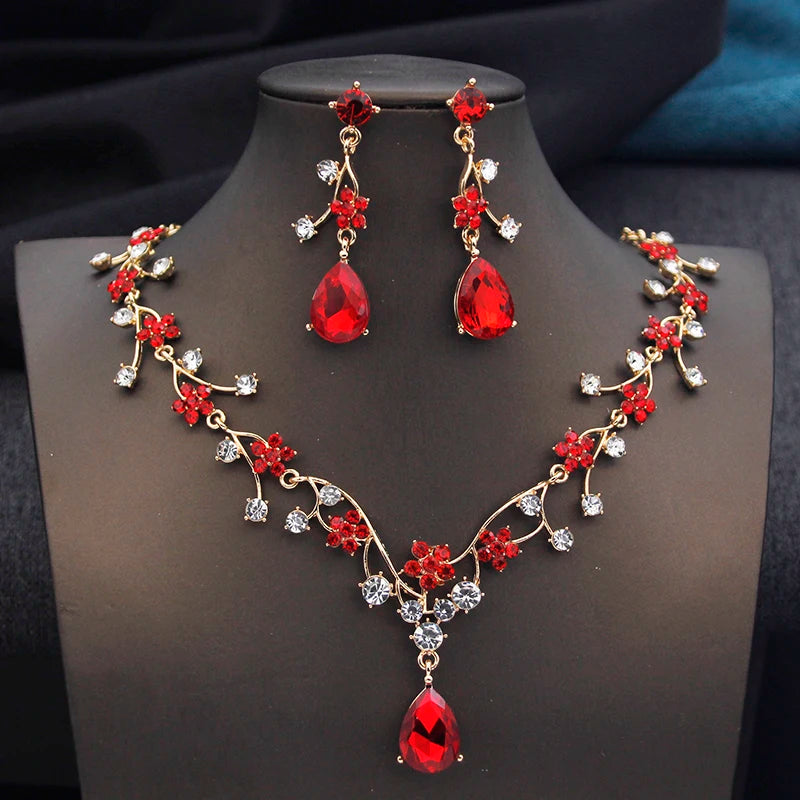 Rhinestone Water Drop Bridal Jewelry Sets for Women Choker Necklace Earring Set Wedding Bride Jewelry Sets