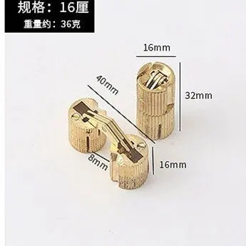 2pcs 8-18mm Copper Brass Door Hinges Cylindrical Hidden Cabinet Concealed Invisible Furniture Barrel Hinge For Hardware Gift Box