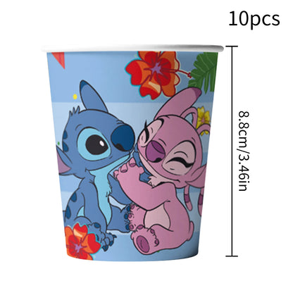Lilo and Stitch Birthday Party Decoration Girl Boy Disposable Tableware Tablecloth Candy Bag Plate Paper Cup Supplies Kit