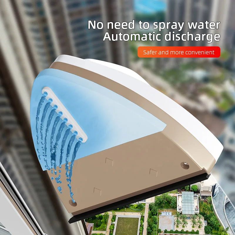 2024 New Magnetic Glass Window Cleaning Tool Water Discharge Double-layer Wiper Household Special Magnetic Window Cleaner