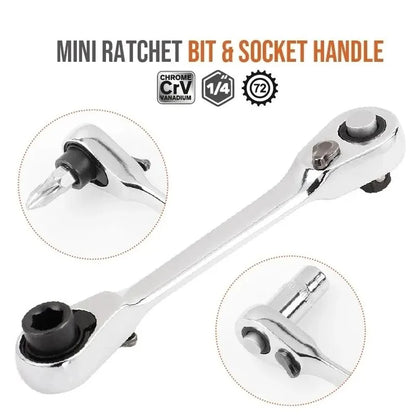 Mini Ratchet Wrench Double Ended Quick Socket Ratchet Wrench 1/4 Inch 72-tooth Screwdriver Hex Torque Wrenches Hand Repair Tools