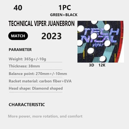 Professional Padel Tennis Racket Carbon Fibre Composite Diamond Shaped EVA Laminated Foam HPS Fengdong 3D SPIN Sports Racquet