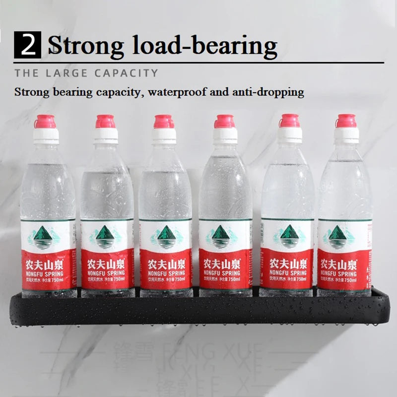 ULA Bathroom Shelf Black Shower Storage Rack Black Corner Shelves Wall Mounted Bathroom Accessories Toilet Shampoo Holder