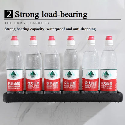 ULA Bathroom Shelf Black Shower Storage Rack Black Corner Shelves Wall Mounted Bathroom Accessories Toilet Shampoo Holder