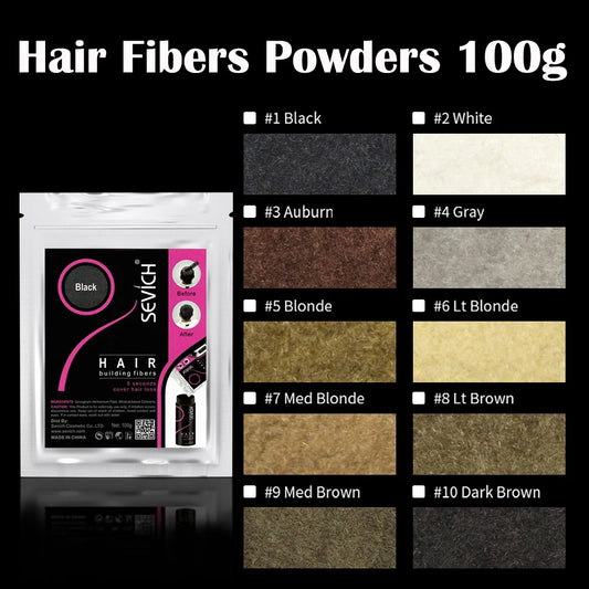 SEVICH Hair Fiber 100g Keratin Hair Fiber Thickening powder Hair Building Fiber Spray Instant Regrowth Powder Hair Loss Conceale