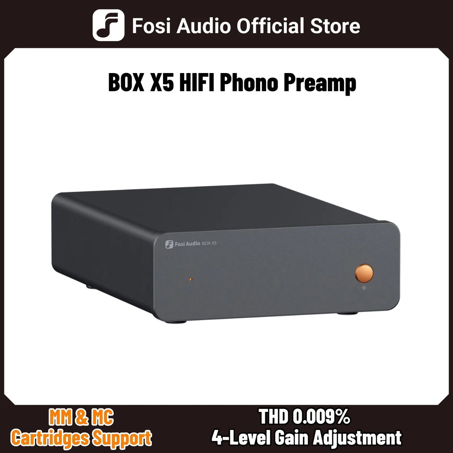 Fosi Audio BOX X5 HIFI Phono Preamp, Mini Preamplifie Home Audio for MM/MC Cartridge Turntable RIAA Preamplifier compact with V3