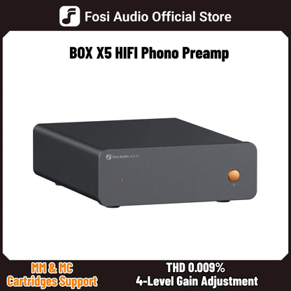 Fosi Audio BOX X5 HIFI Phono Preamp, Mini Preamplifie Home Audio for MM/MC Cartridge Turntable RIAA Preamplifier compact with V3