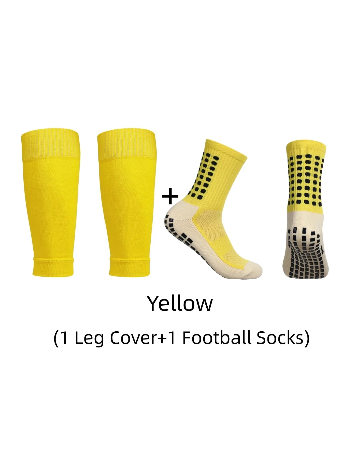 1 pair of combination classic glue point anti slip football socks and leg protection socks