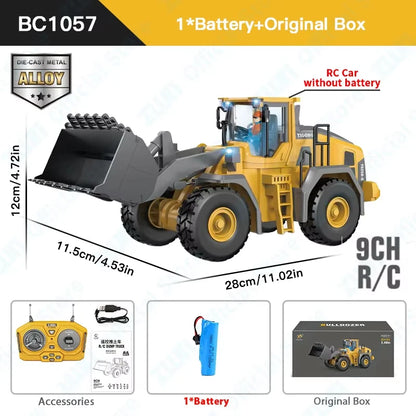 ZWN 2.4G Remote Control Excavator Dump Truck RC Model Car Toy Professional Alloy Plastic Simulation Construction Vehicle for Kid