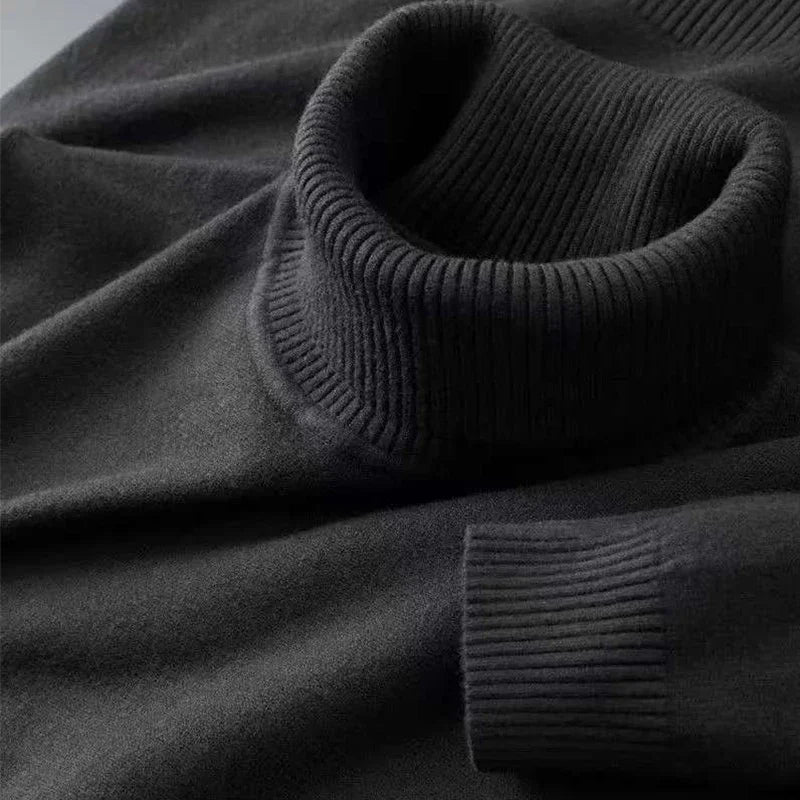 2025 New Mens Knitted Sweaters Solid Color Turtleneck Breathable Pullovers Warm Outdoor Basic Streetwear autumn Business Tops