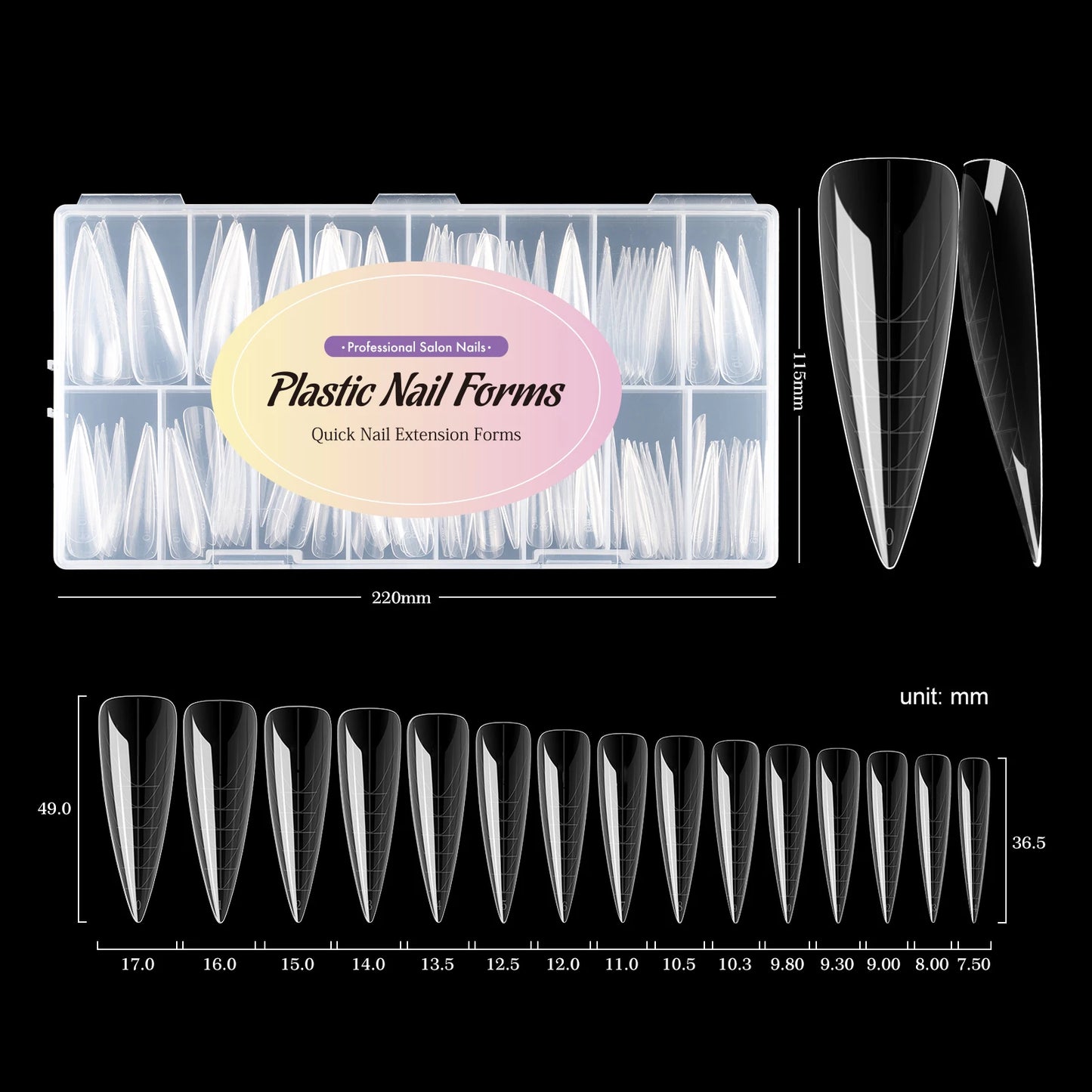 MOWOT New Square Dual Nail Form Extension False Nail Tips Quick Building Gel Molds Full Cover Large Size Acrylic Nail Top Forms
