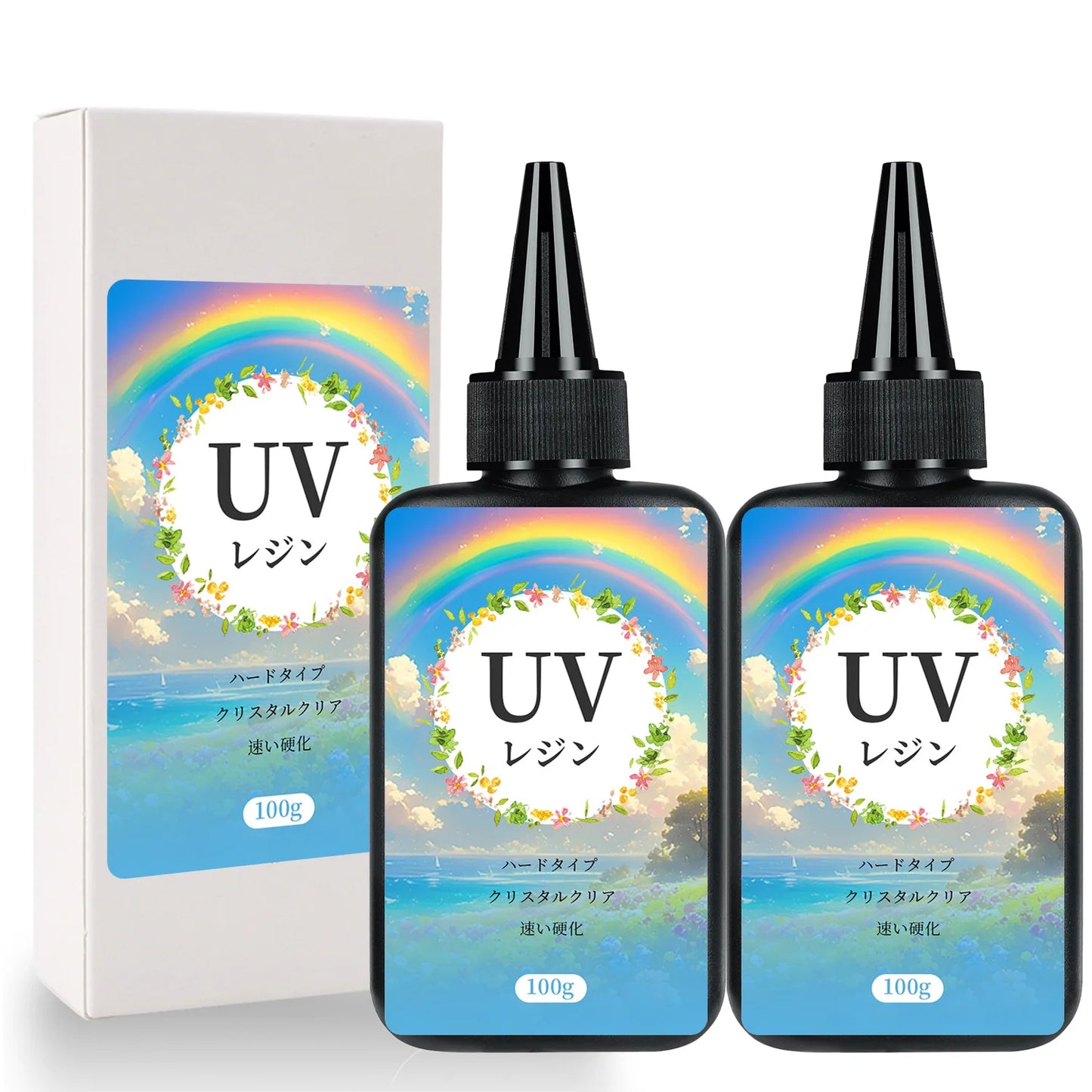 UV Resin 100-300g/random molds 5pc - Upgraded Hard Type Crystal Clear Ultraviolet Curing UV Epoxy Resin for Craft Jewelry Making