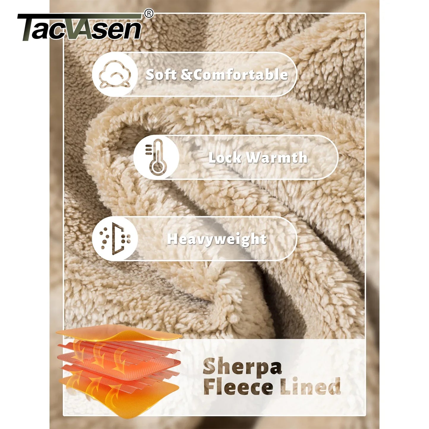 TACVASEN Winter Thicken Fleece Crewneck Sweatshirt Mens Warm Sherpa Lined Heavy Winter Pullover Basic Tops Shirts No Hood Hoodie