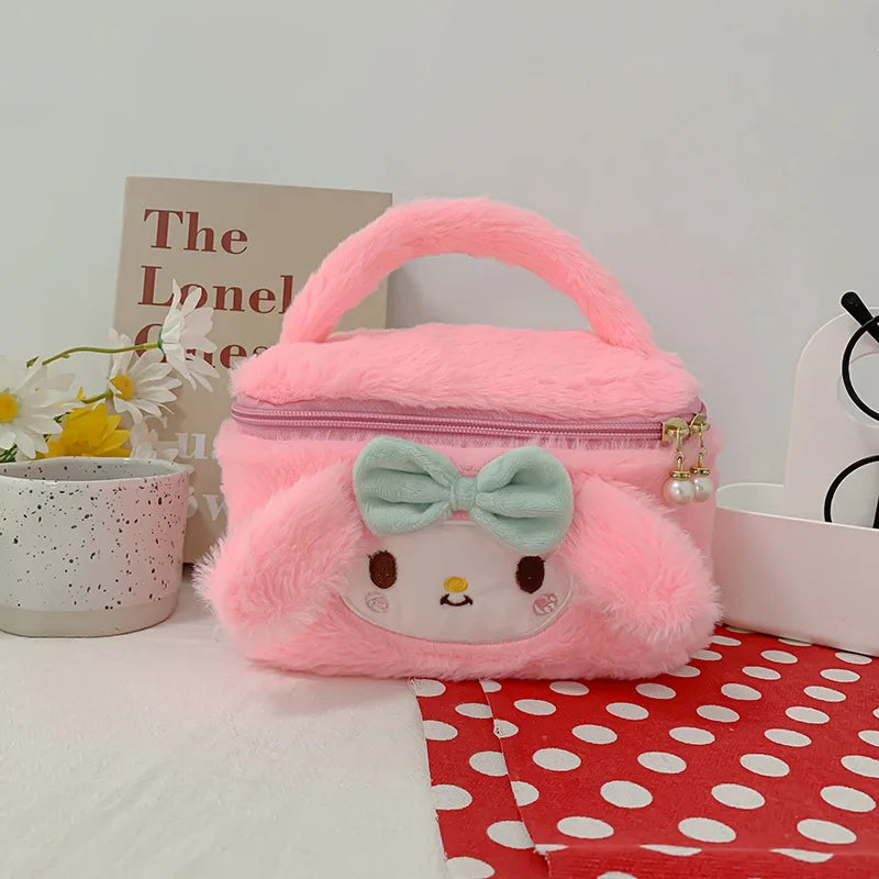 New Kawaii Sanrio Kuromi MyMelody Kirby Cartoon Anime Plush Bag Cute Handbag Cosmetics Bag Sundries Storage Case Girl Gift