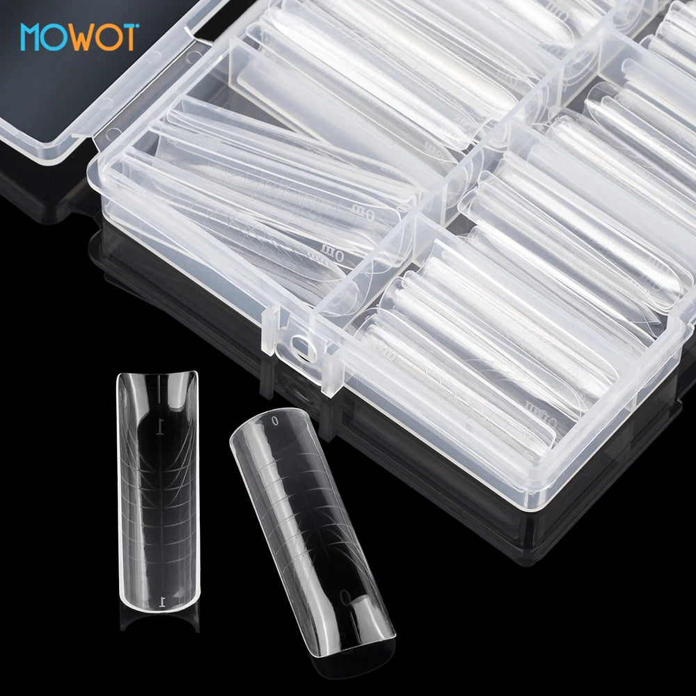 MOWOT New Square Dual Nail Form Extension False Nail Tips Quick Building Gel Molds Full Cover Large Size Acrylic Nail Top Forms