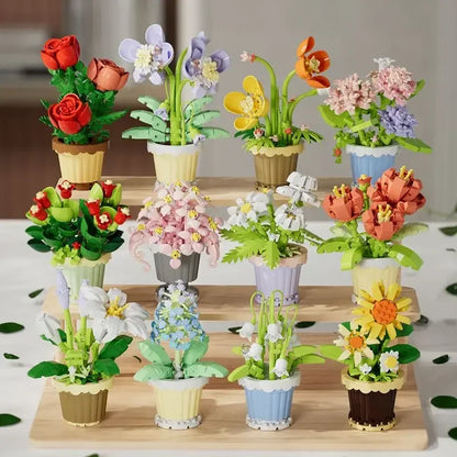 Mini Flower with Pot Micro Building Blocks Toys - Intricate Floral Details, Multiple Styles Available for Home and Office D¨¦cor